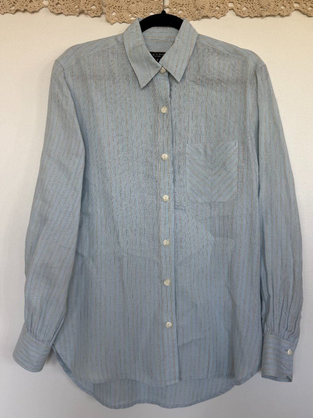 Rag & Bone "Maxine" Blue Striped Linen Shirt (S)